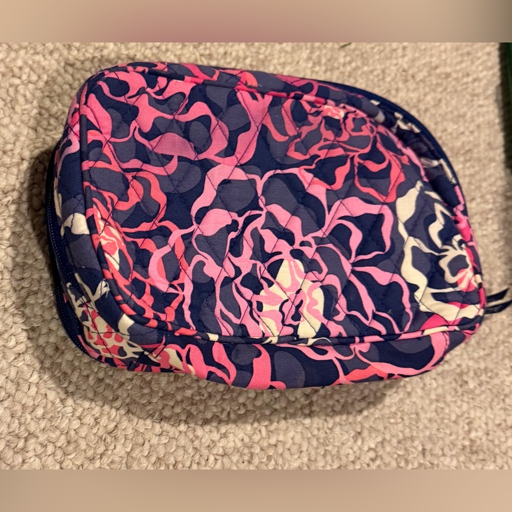 Vera Bradley -2 pieces Vibrant Pink and Blue Women's Makeup Bag and Jewelry Bag